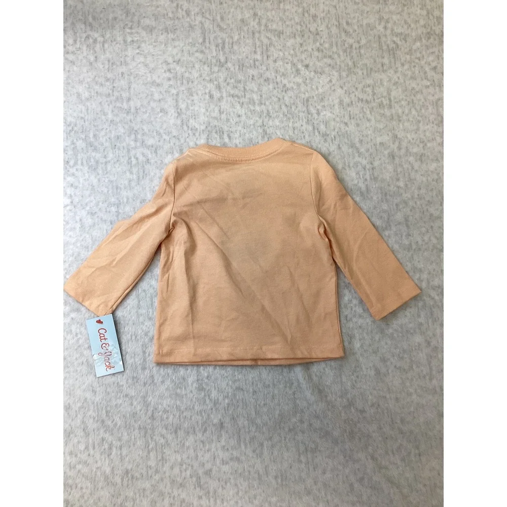 Cat & Jack Baby Girls 12M Peach Halloween Cat Pumpkin‎ Ice Cream Long Sleeve Tee